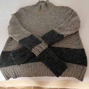 Taupe and Charcoal Women’s Turtleneck Sweater